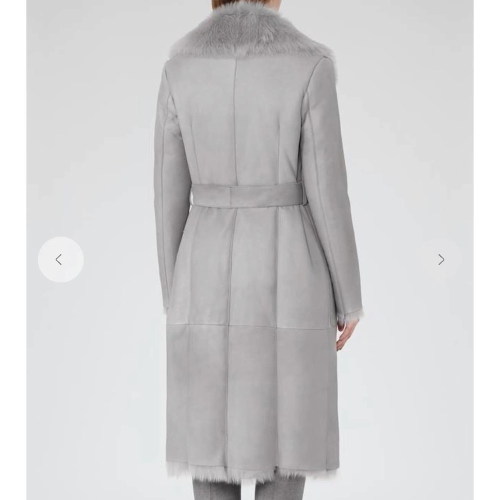 REISS Lonine Shearling Coat in Grey - Picture 4 of 14
